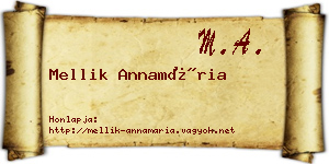 Mellik Annamária névjegykártya